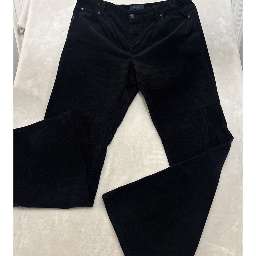 Talbots Womens Navy Blue Corduroy Curvy Fit Straight Leg Pants Size 14